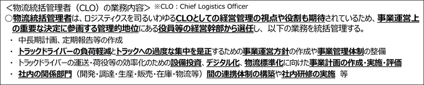 図 物流統括管理者(CLO)について