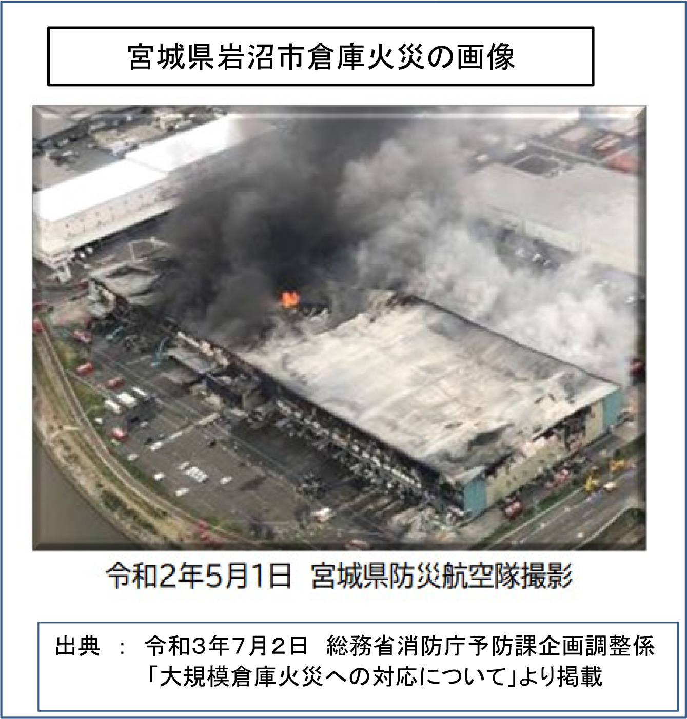 宮城県岩沼市倉庫火災の画像